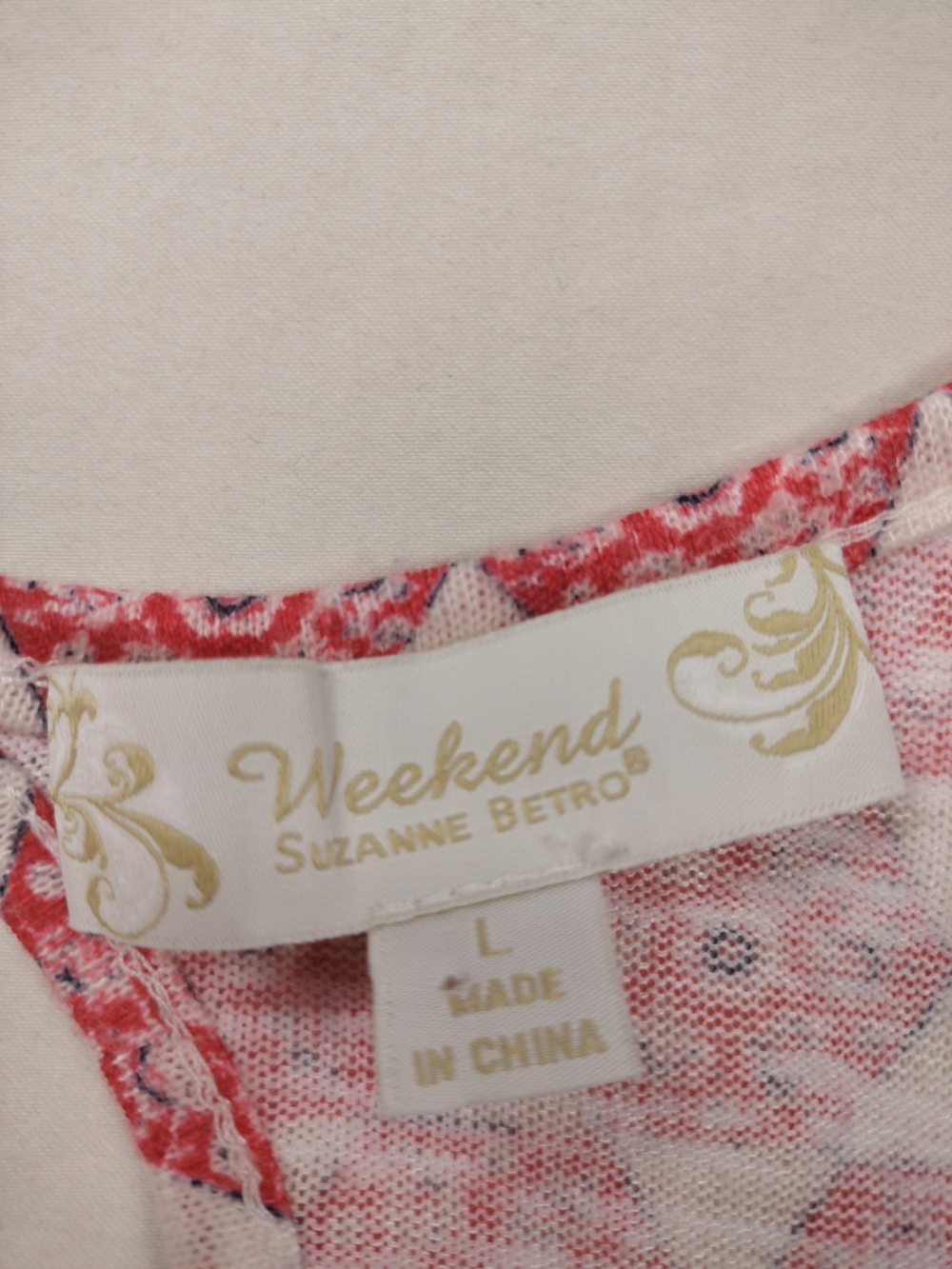 Suzanne Betro Red and Pink Lace-Trim Sleep Top